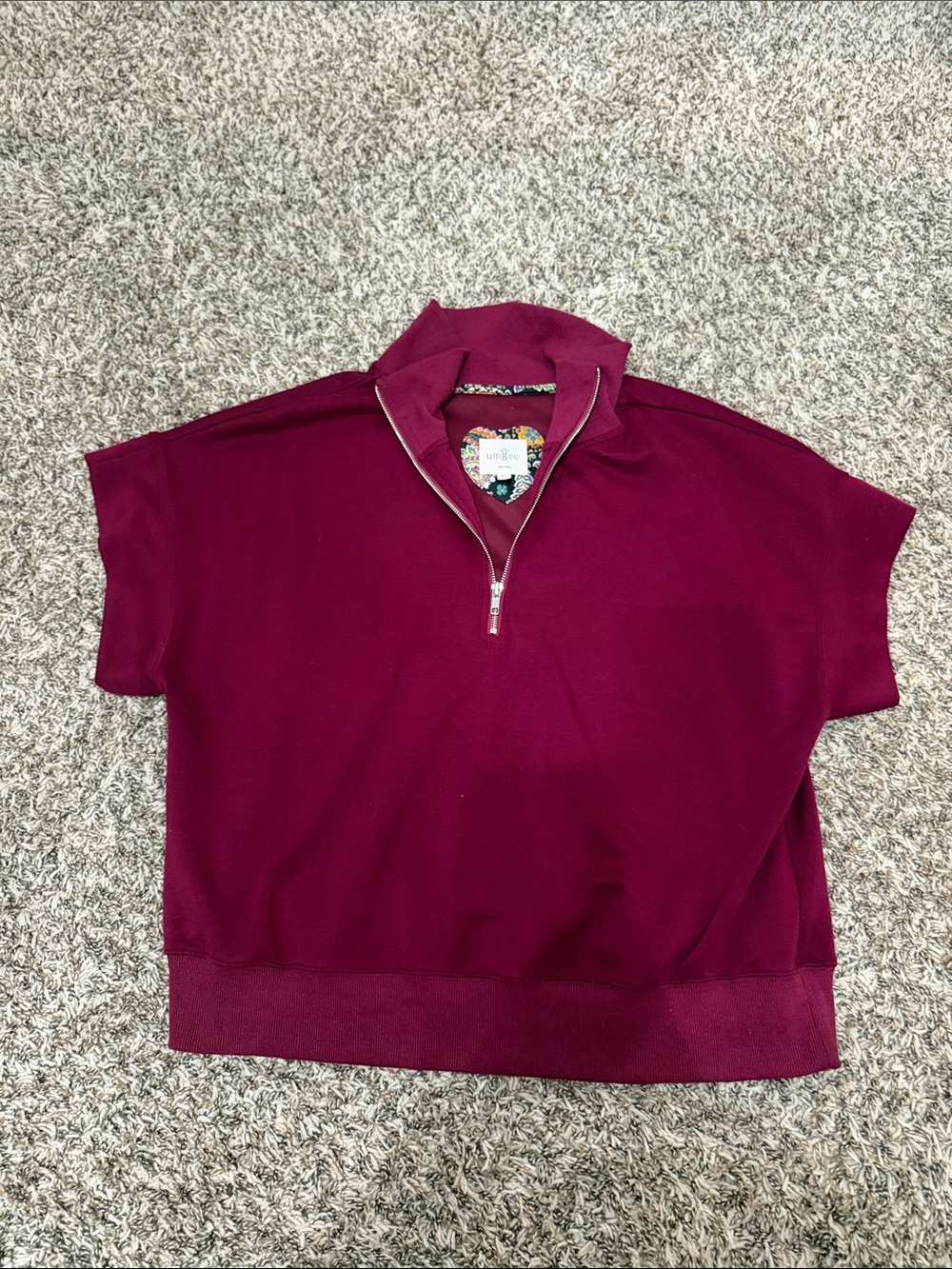 Umgee Women's Burgundy Short-Sleeve Half-Zip Top